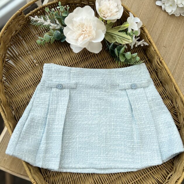 Gonna bimba celeste in tweed | DK343 | DK