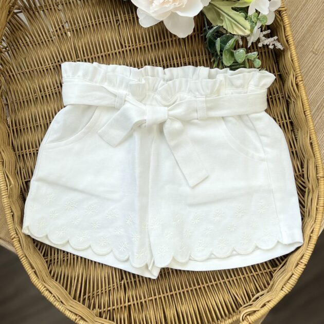 Short bimba panna con ricamo | DK345 | DK