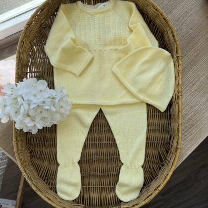 Completo giallo 2 pz con ghettina, cappellino | Filo di cotone |  856180 BDF