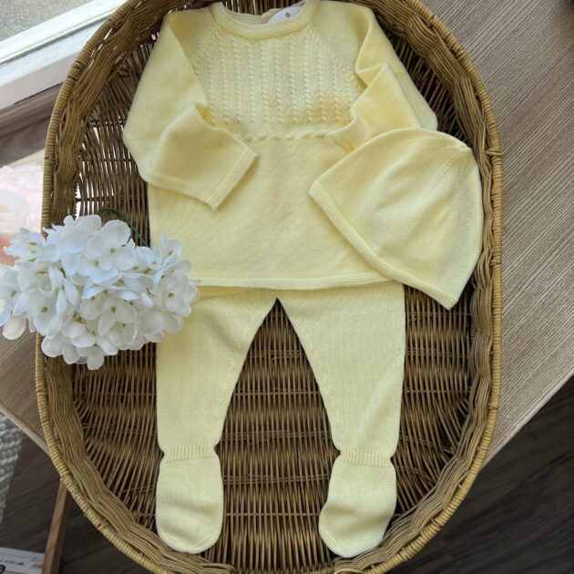 Completo giallo 2 pz con ghettina, cappellino | Filo di cotone |  856180 BDF