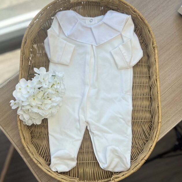 Tutina in cotone con colletto romantico bianca | Estivo | PL