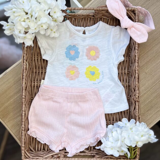 Completo bimba con t-shirt fiori | 25450 | YM