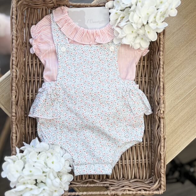 Pagliaccetto bimba fiori con t-shirt | 33223 | BBD