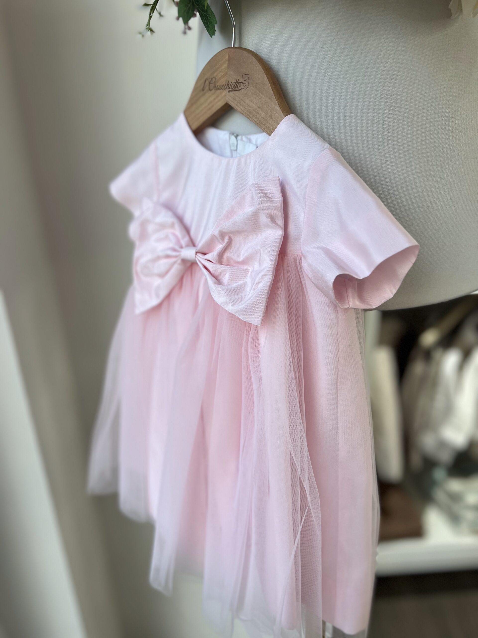 Abito bimba rosa con tulle e fiocco | 2890 | LCN