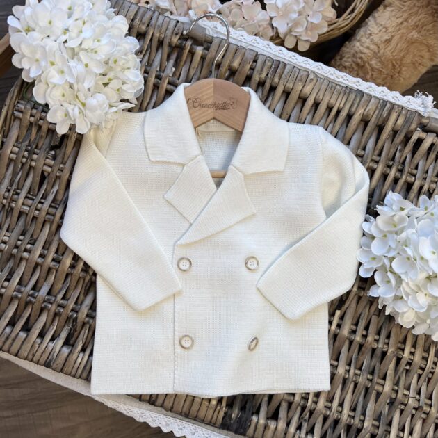 Cardigan doppio petto panna | 05620 | PR