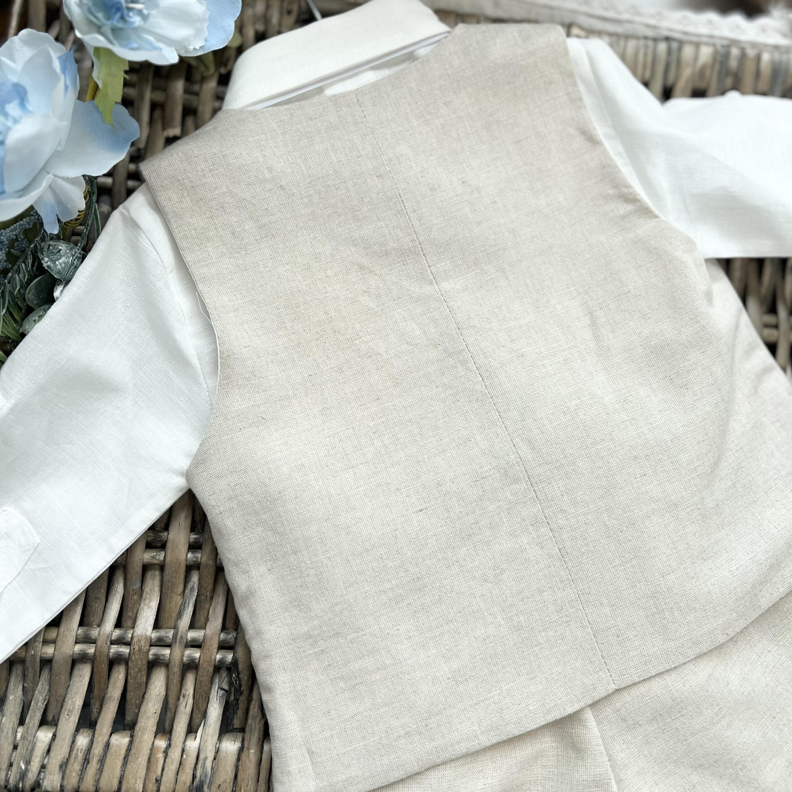 Completo Bimbo Pagetto in Lino Beige | 5257 | NS - immagine 4