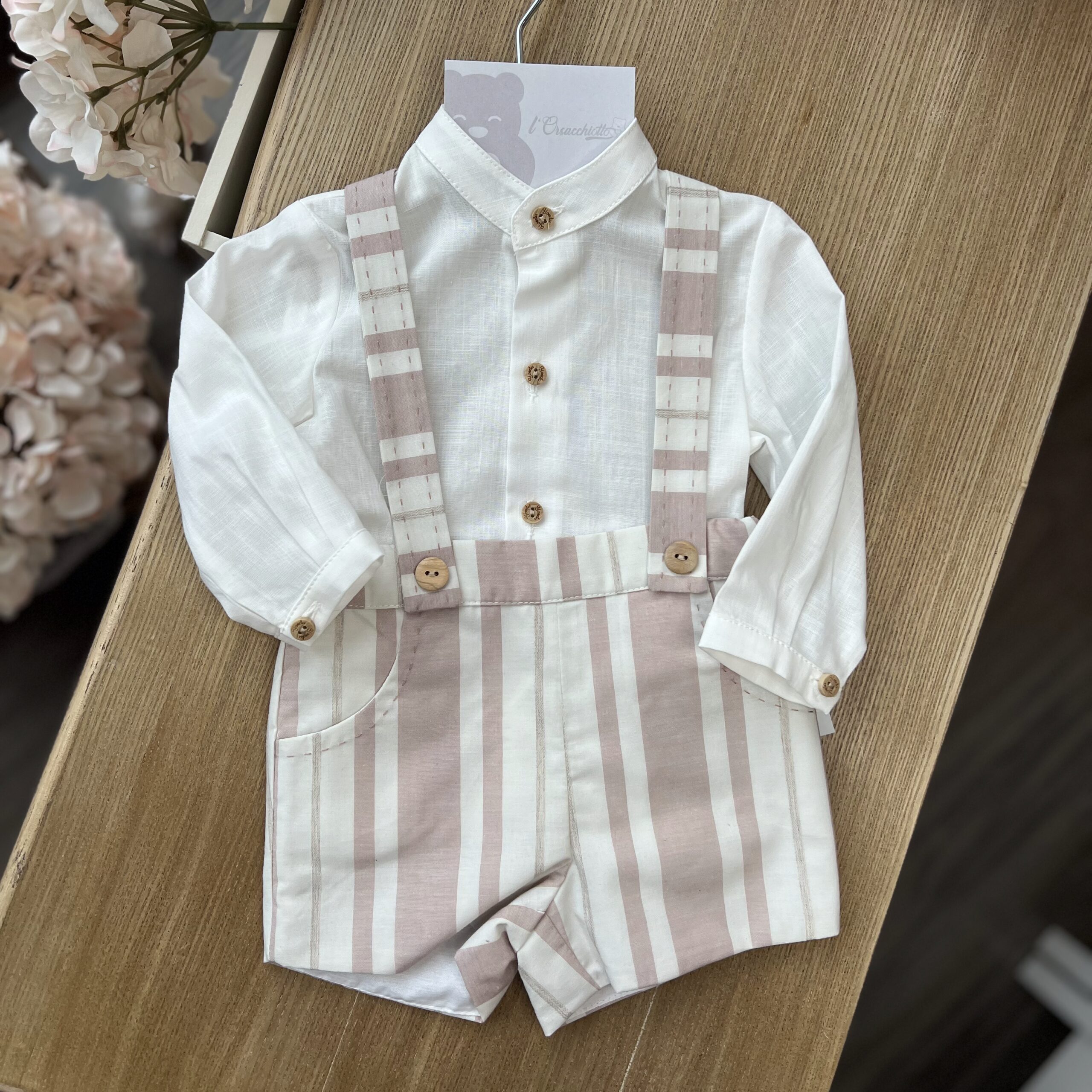 Completo bimbo con righe e camicia | 0351 | YD - immagine 2