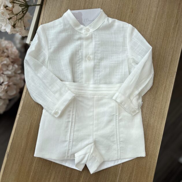 Completo bimbo con pant lino panna e camicia | 0358 | YD