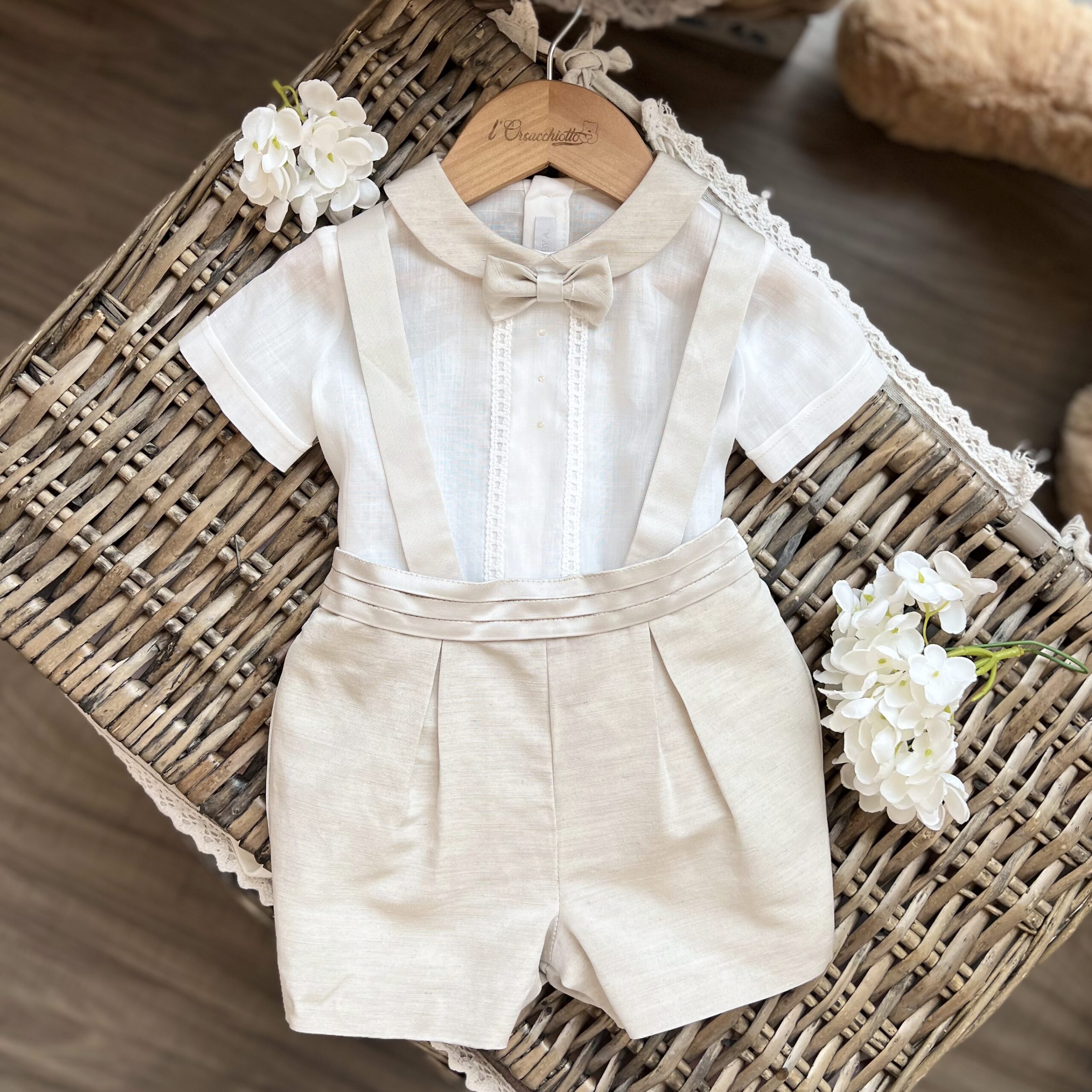 Completo Battesimo bimbo Beige 3Pz | A3403 | - immagine 3