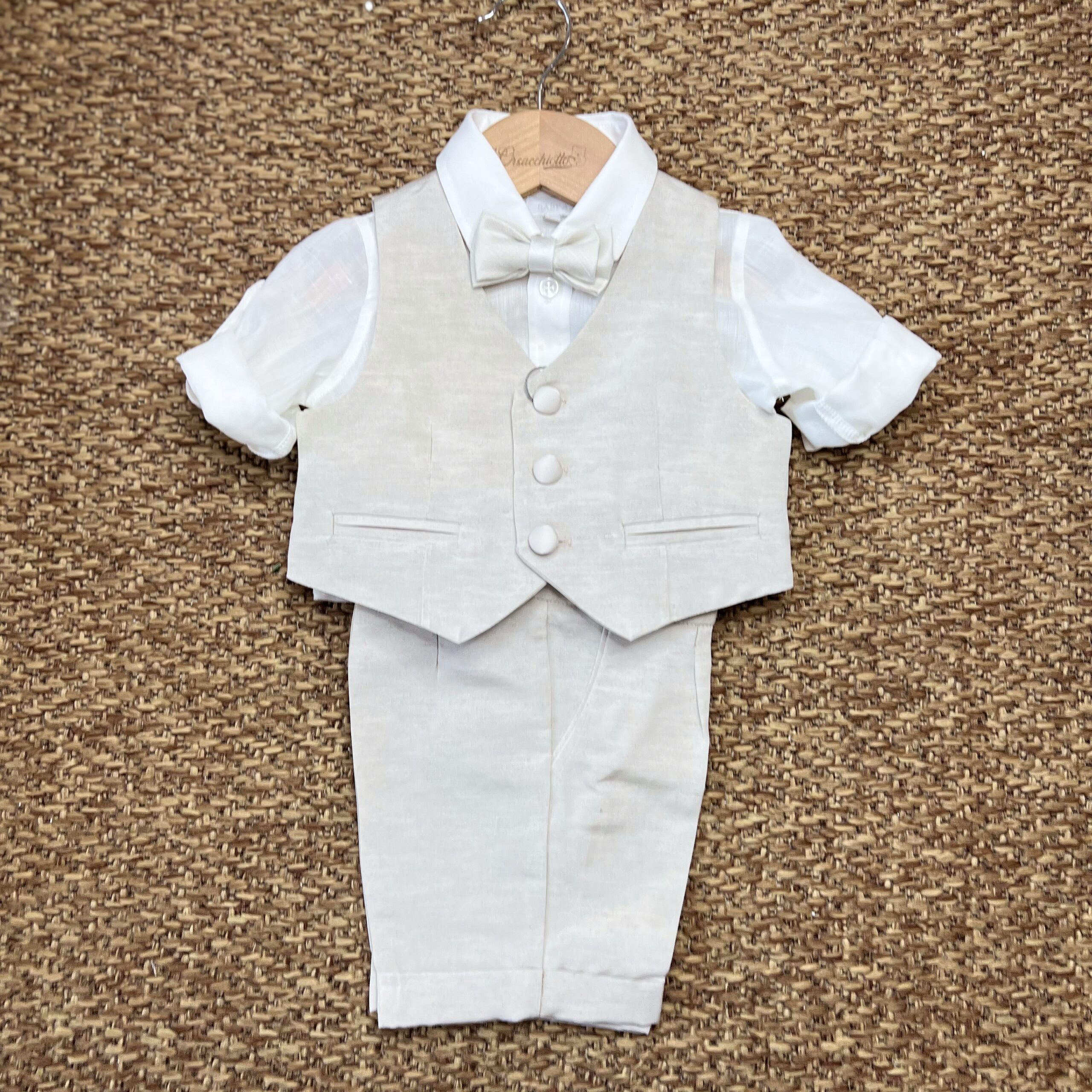 Completo Battesimo bimbo 4Pz beige | A3405 | BA - immagine 3