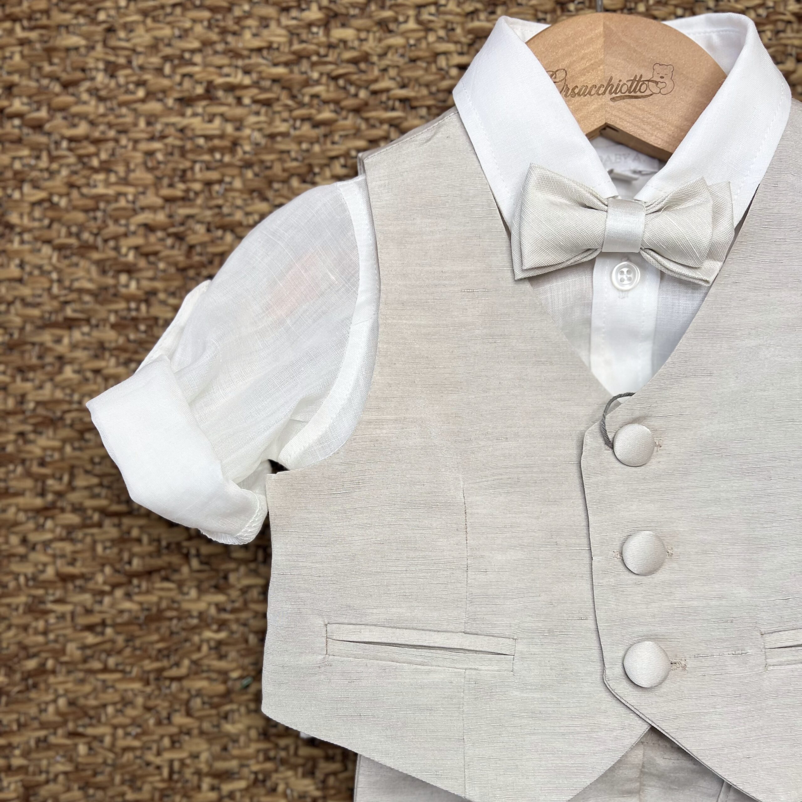 Completo Battesimo bimbo 4Pz beige | A3405 | BA - immagine 4