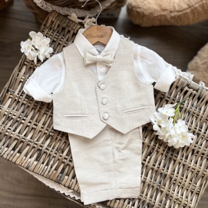 Completo Battesimo bimbo 4Pz beige | A3405 | BA
