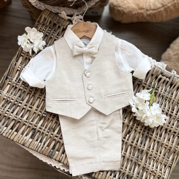 Completo Battesimo bimbo 4Pz beige | A3405 | BA