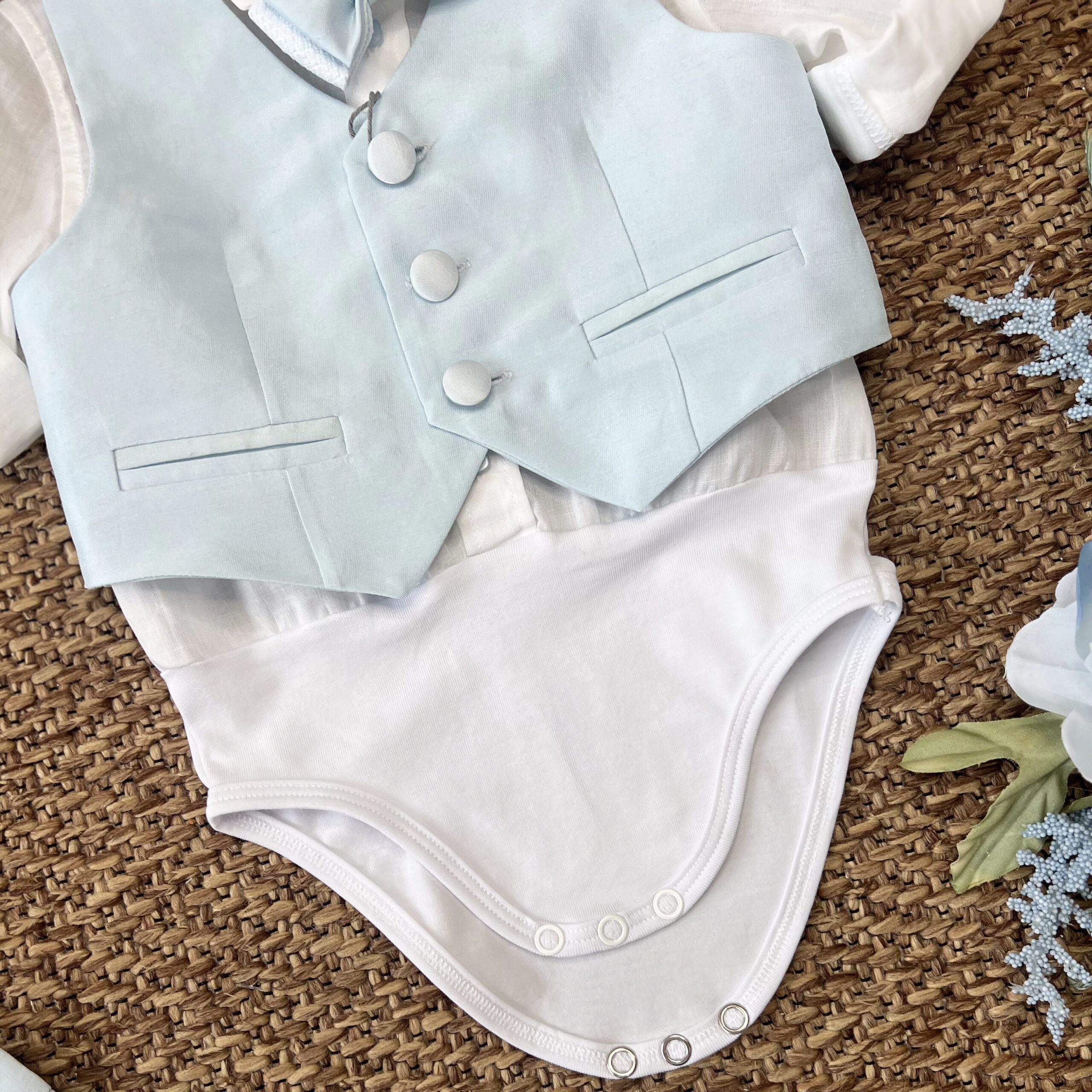 Completo Battesimo Bimbo celeste 4Pz | A3405 | BA - immagine 3