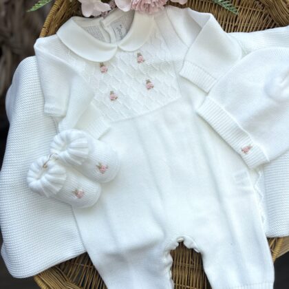 Coordinato nascita bimba bianco con coniglietti 4Pz | Filo di cotone | 245082R3G | PPC