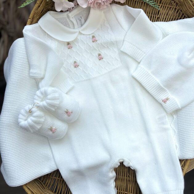 Coordinato nascita bimba bianco con coniglietti 4Pz | Filo di cotone | 245082R3G | PPC