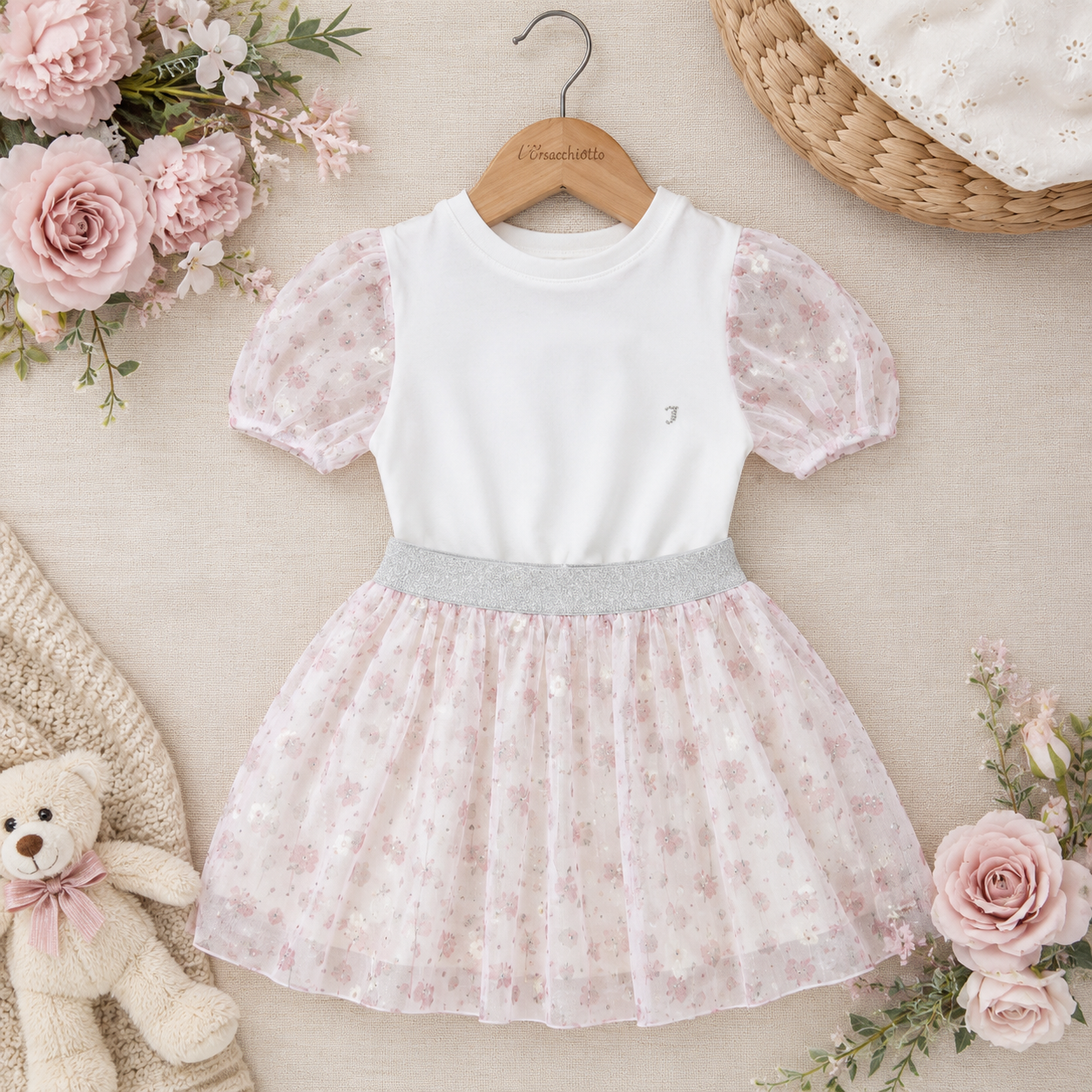 Completo bimba con gonna fiori e t-shirt 053 | JMKS