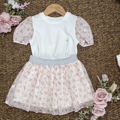 Completo bimba con gonna fiori e t-shirt 053 | JMKS