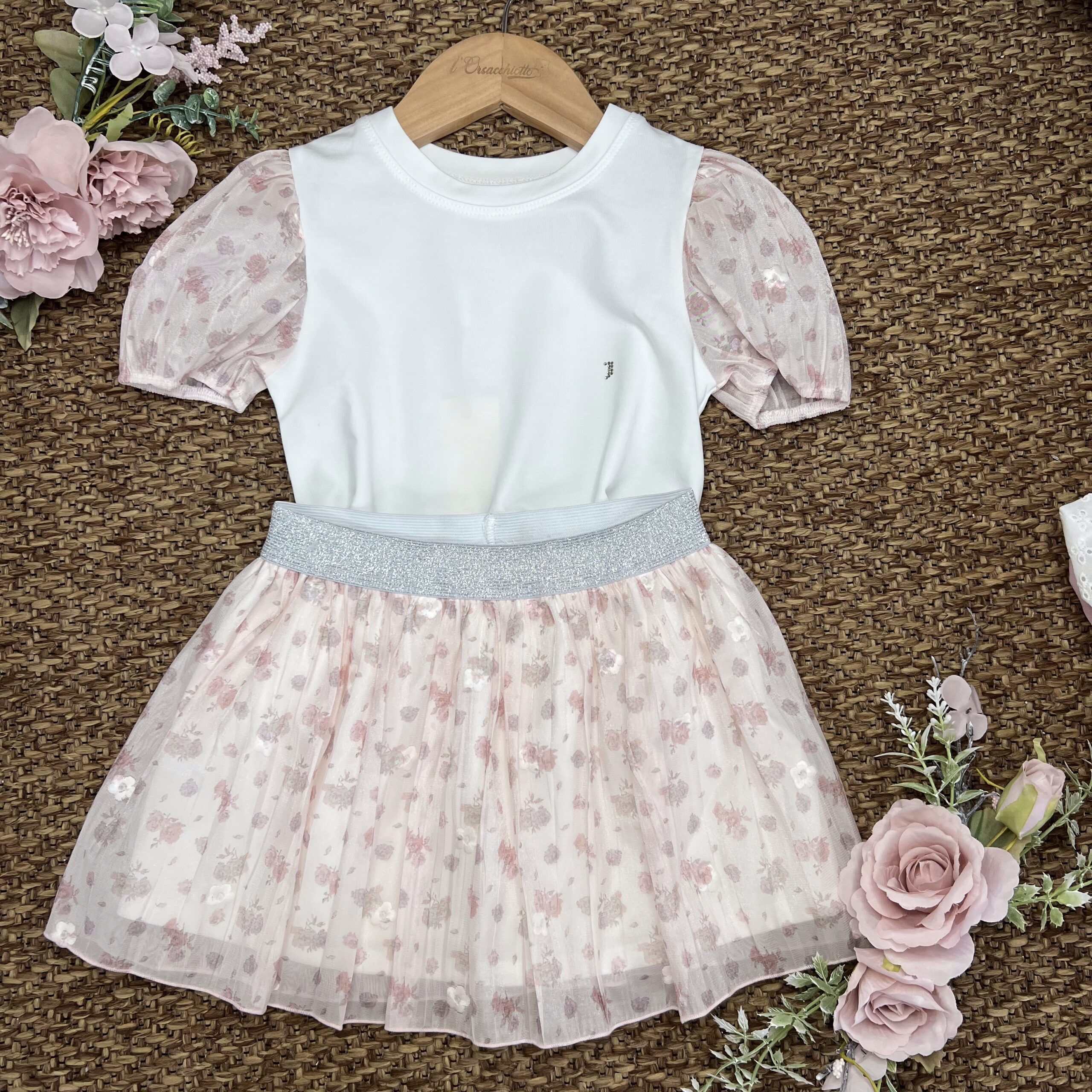 Completo bimba con gonna fiori e t-shirt 053 | JMKS