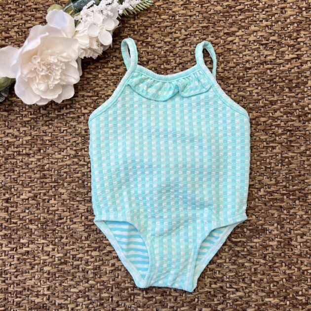 Costume bimba intero vichy verde | 23817 | CL