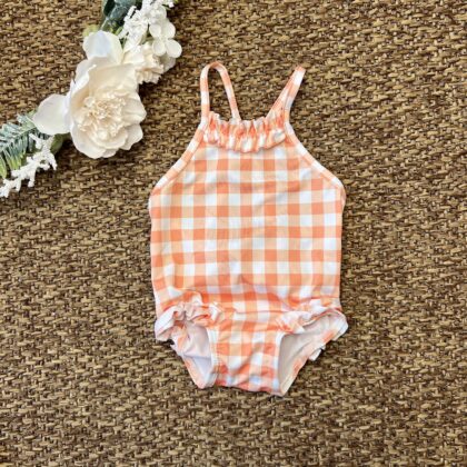 Costume bimba intero vichy arancio 23818 | CL