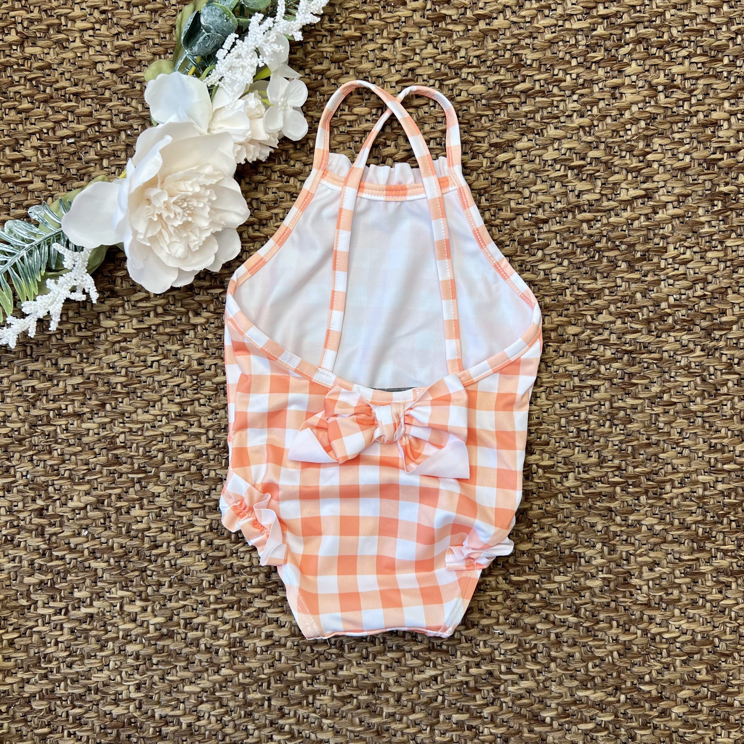 Costume bimba intero vichy arancio 23818 | CL - immagine 2