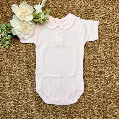 Body in cotone rosa manica corto con colletto tondo | Estivo | 1192 | BBD