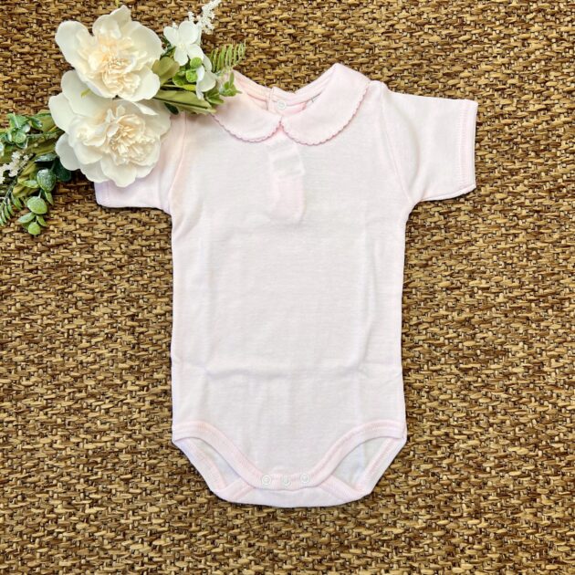 Body in cotone rosa manica corto con colletto tondo | Estivo | 1192 | BBD