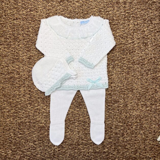 Completo nascita bimba bianco e verde 2Pz| 0008 | MI