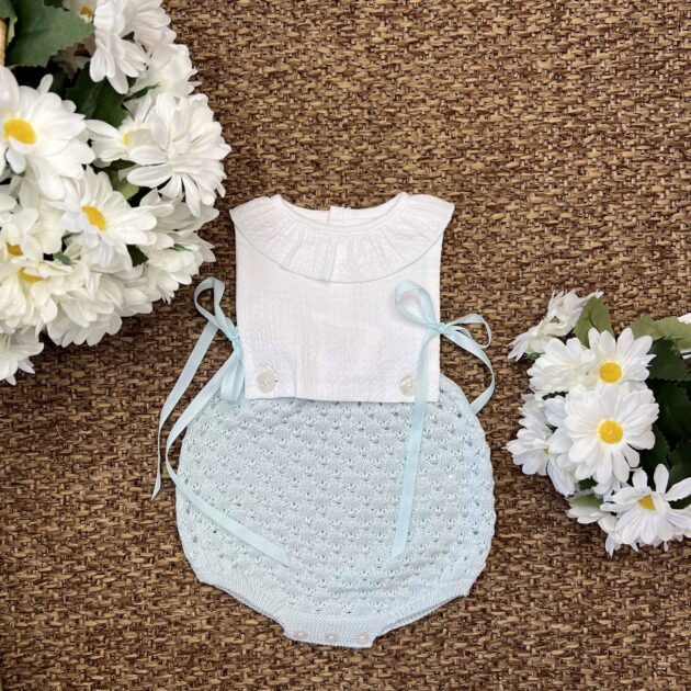 Pagliaccetto verde bimba con bavero | 0140 | MI