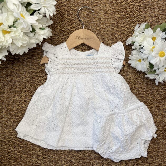 Abito bimba bianco con dettagli beige | 0171 | MI