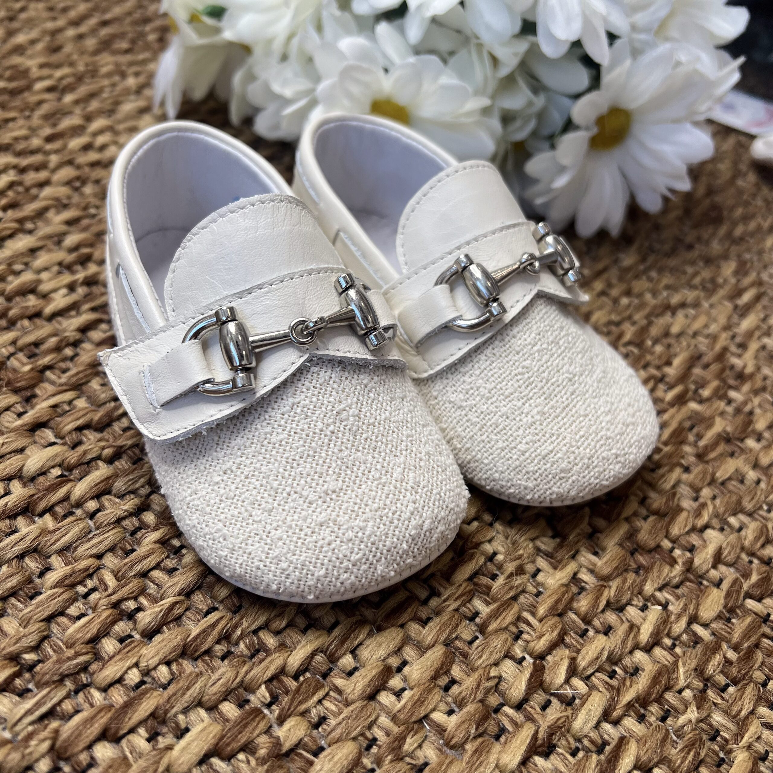 Scarpa mocassino bimbo panna con lino | A3805 | PN - immagine 2