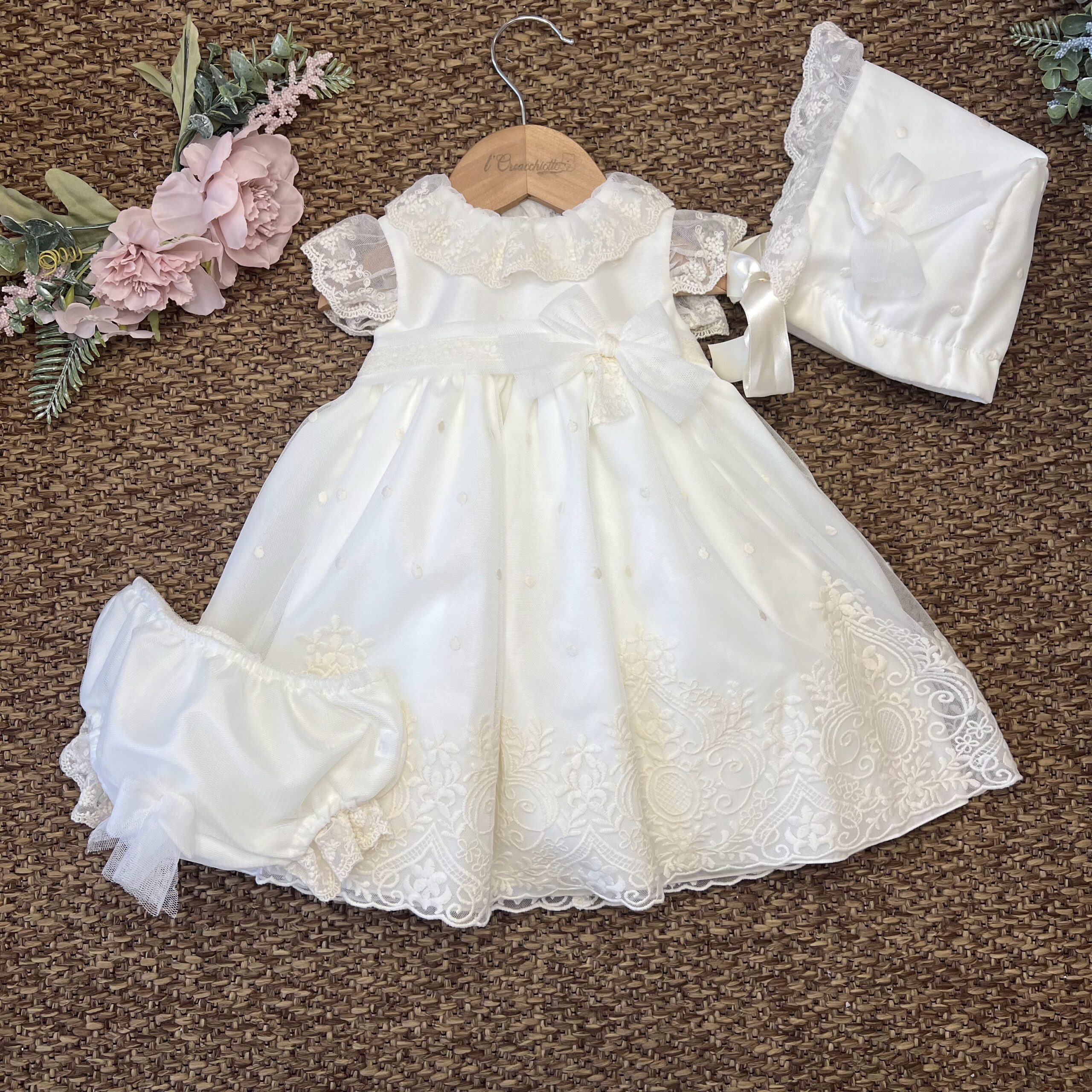 Abito Battesimo bimba in tulle con ricamo | 1/6531 | PP
