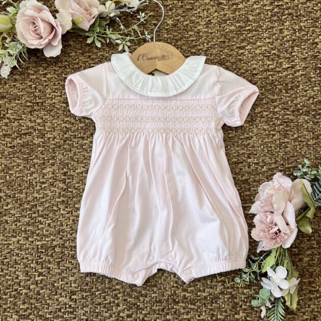 Pagliaccetto Rosa con punto smock e volant | 0563 | CC