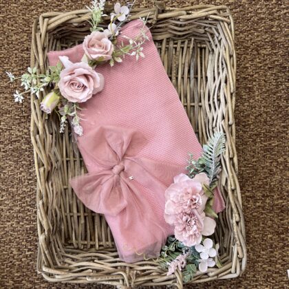 Coperta neonata punto nocciolina e fiocco tulle cipolla | 55.740.010 | CN