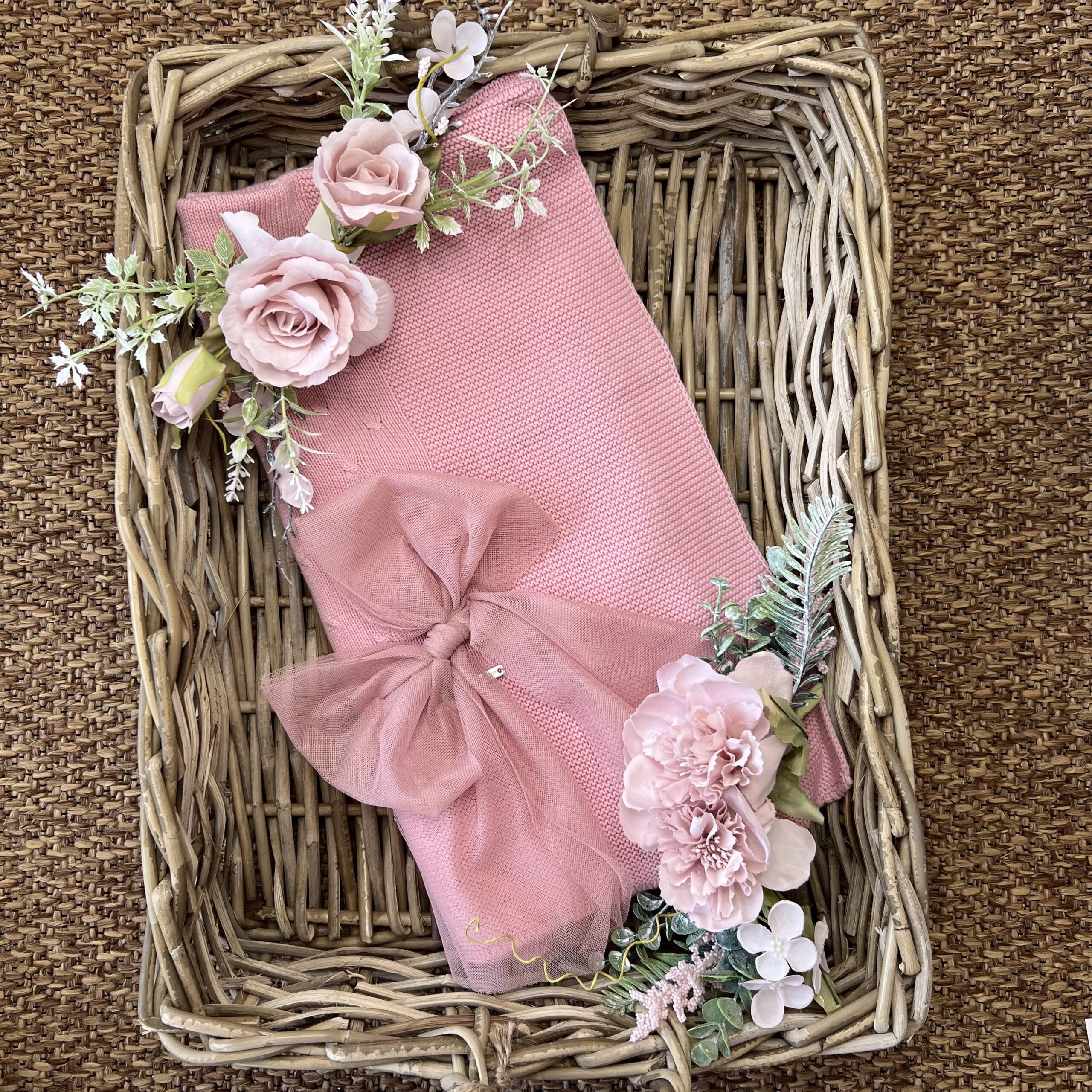 Coperta neonata punto nocciolina e fiocco tulle cipolla | 55.740.010 | CN