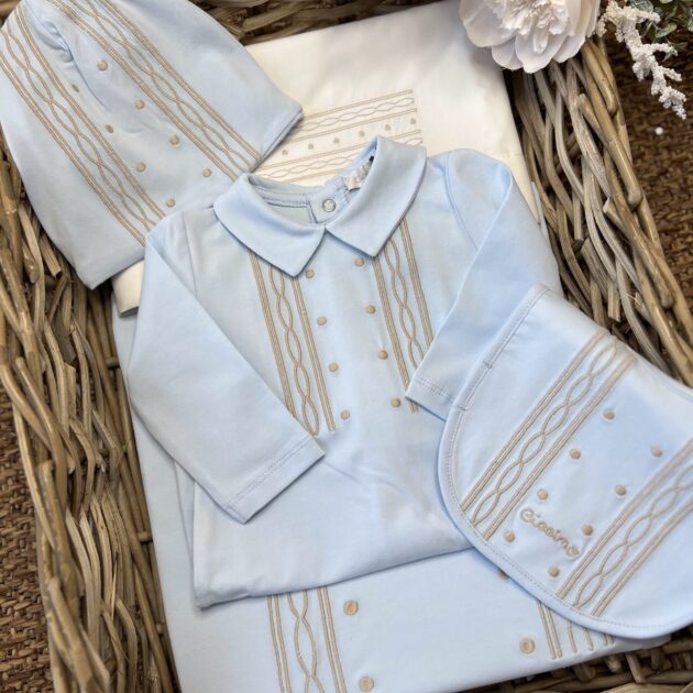 Tutina In jersey celeste e beige | 0417 | CC