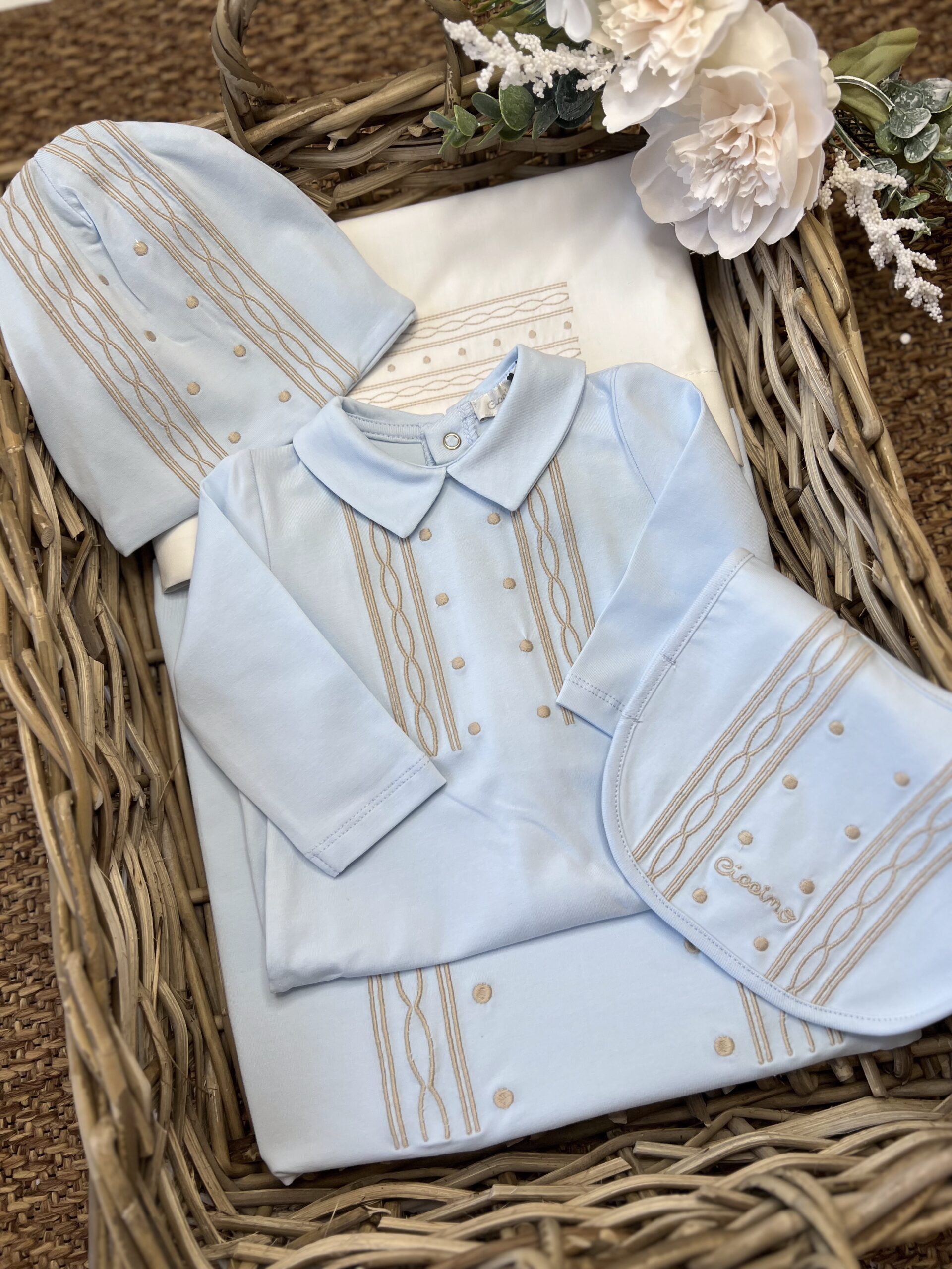 Tutina In jersey celeste e beige | 0417 | CC