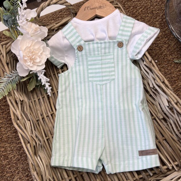 Salopette con maglia vichy verde | 11305 | CL