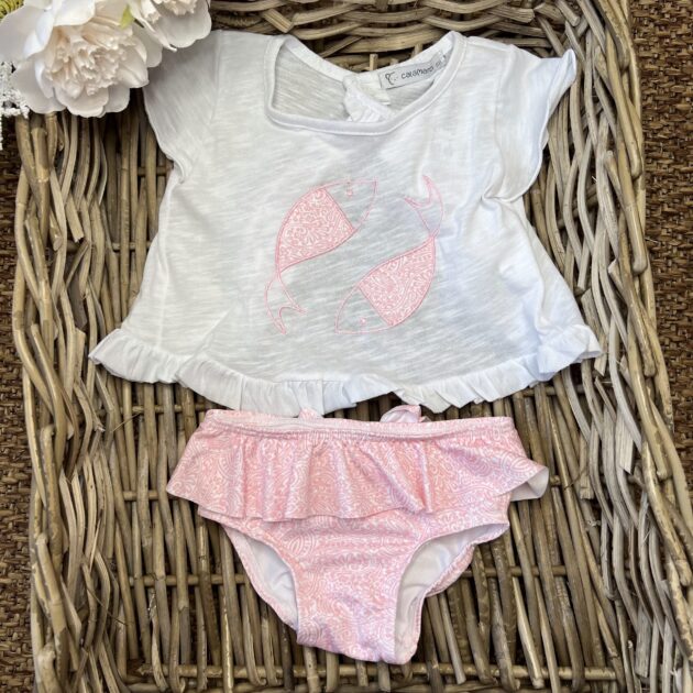 Completo mare bimba costume + t-shirt pesci | 23067 | CL