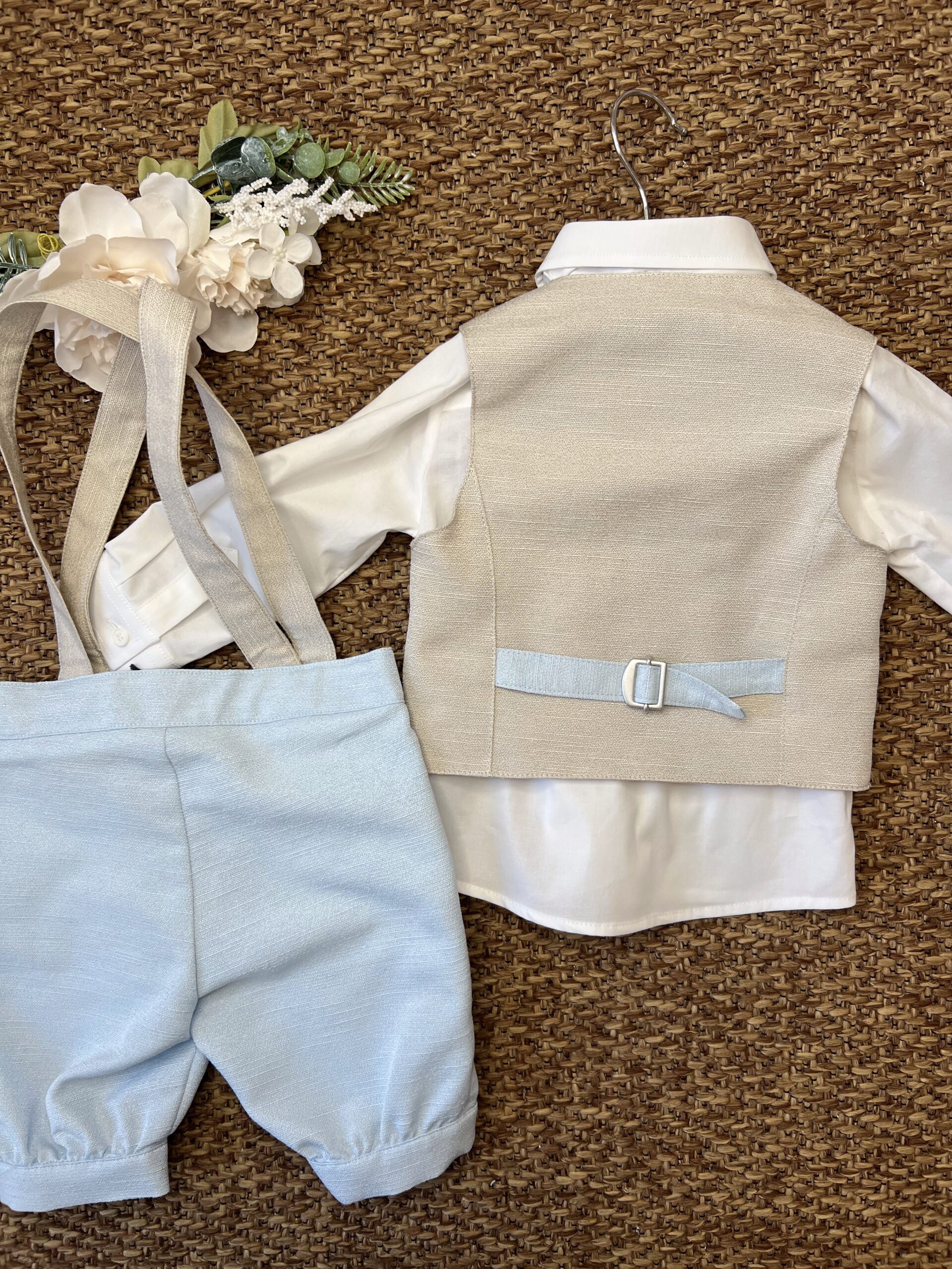 Completo Battesimo bimbo beige e celeste 4Pz | 61691-422 | DD - immagine 4