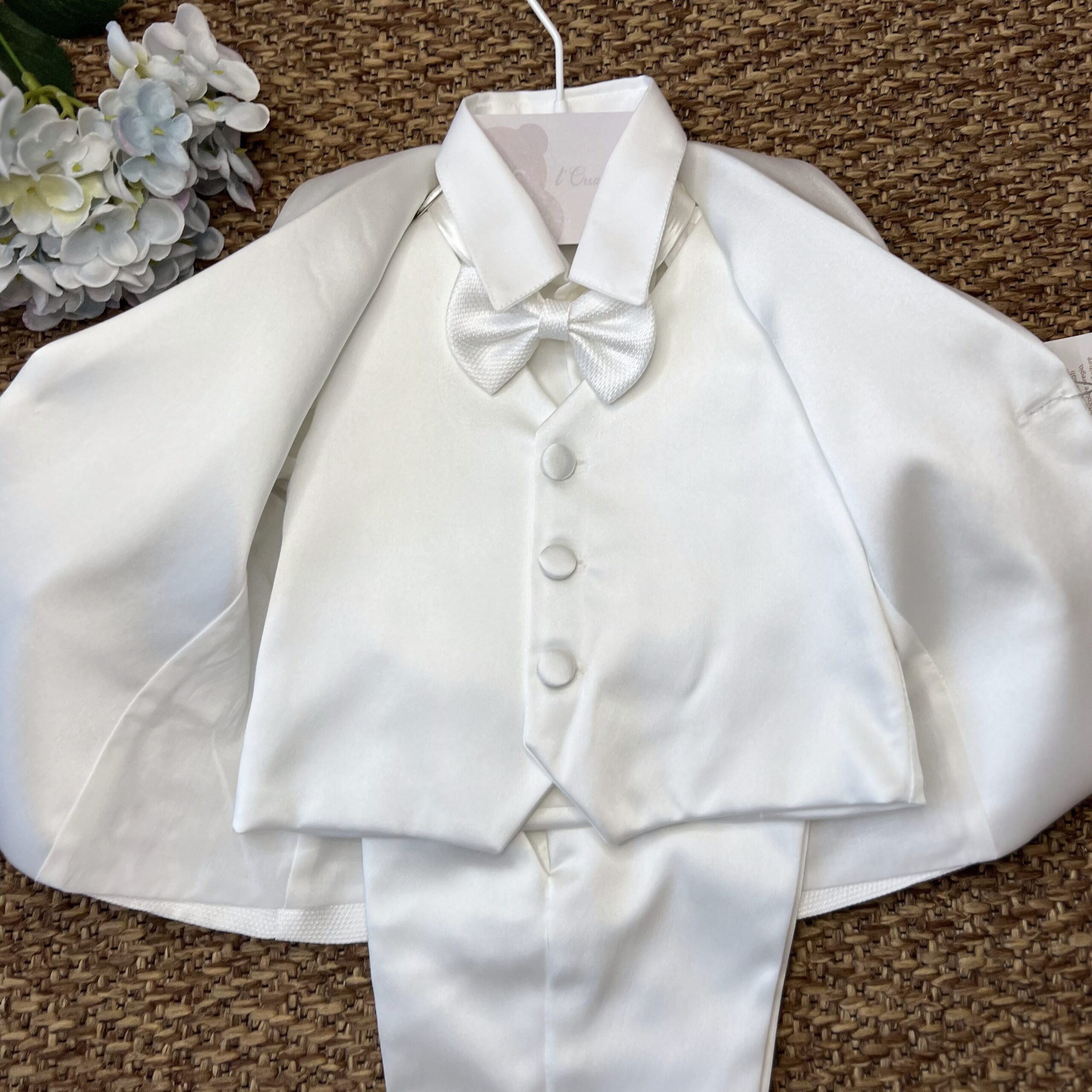 Completo Battesimo bimbo bianco con giacca 5 Pz | 26B72 IM - immagine 4