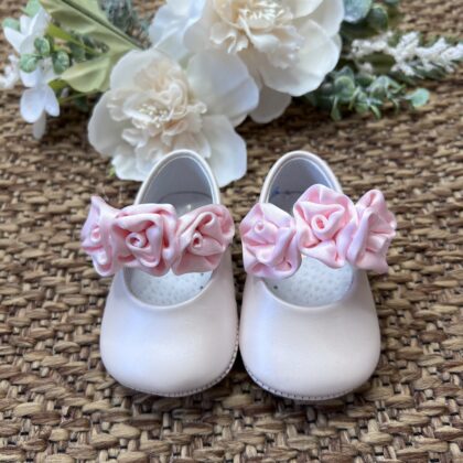 Scarpa bimba rosa con rose stoffa | A3407 |  PNN