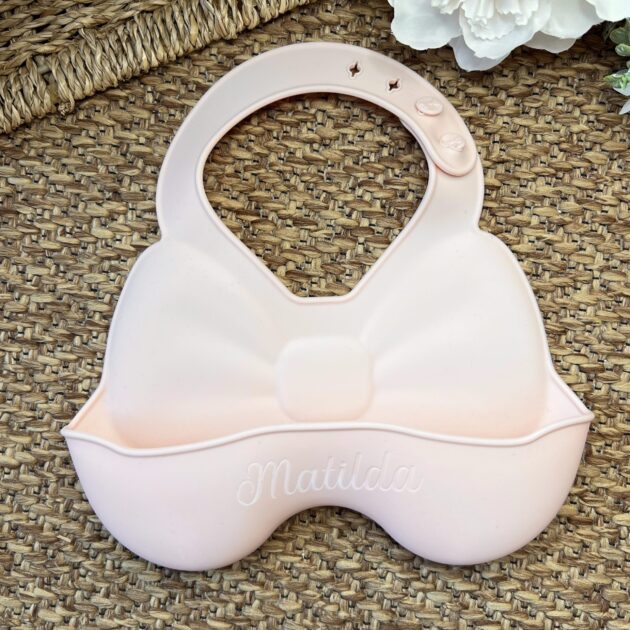 Bavetta Silicone Fiocco personalizzata con nome