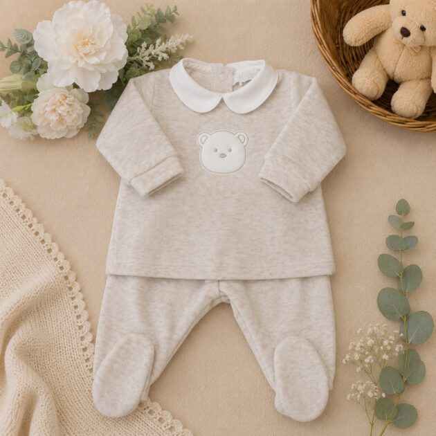 Completo Ciniglia Neonato beige con testa orsetto | C64054 | AI | CCD
