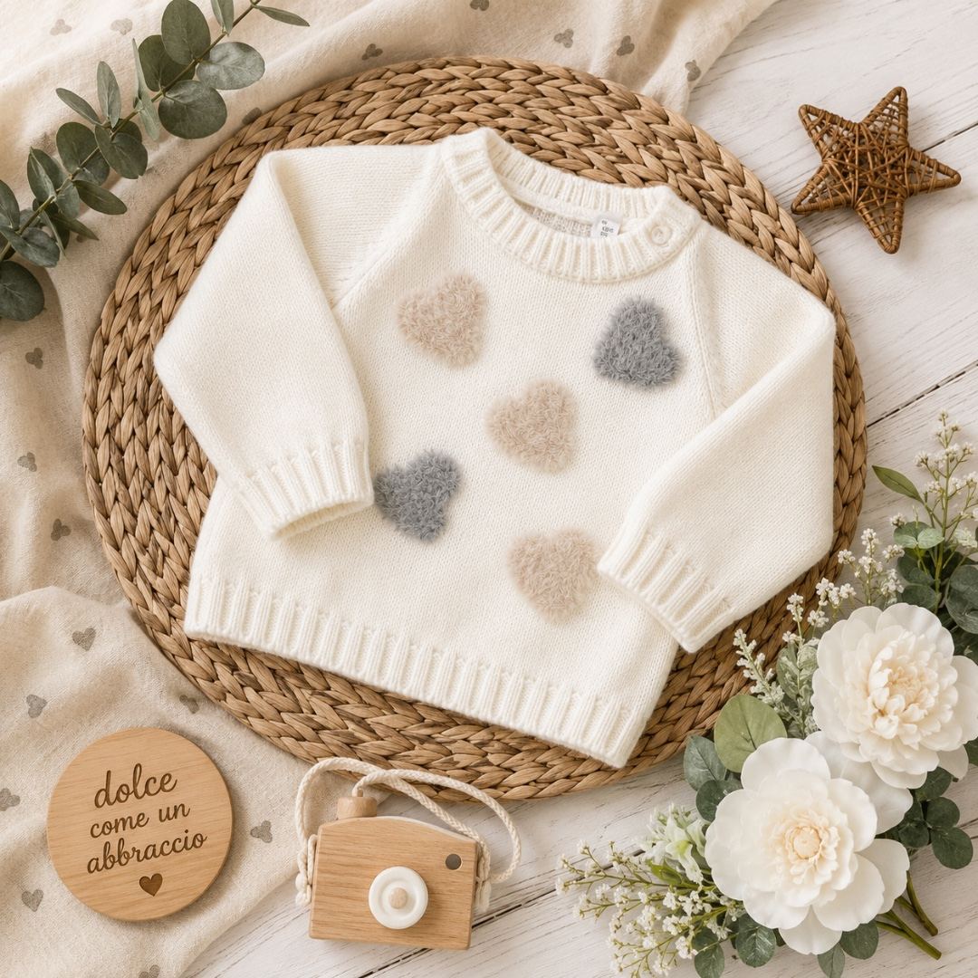 Maglioncino bimba con cuori | AI | 3H748 | MB
