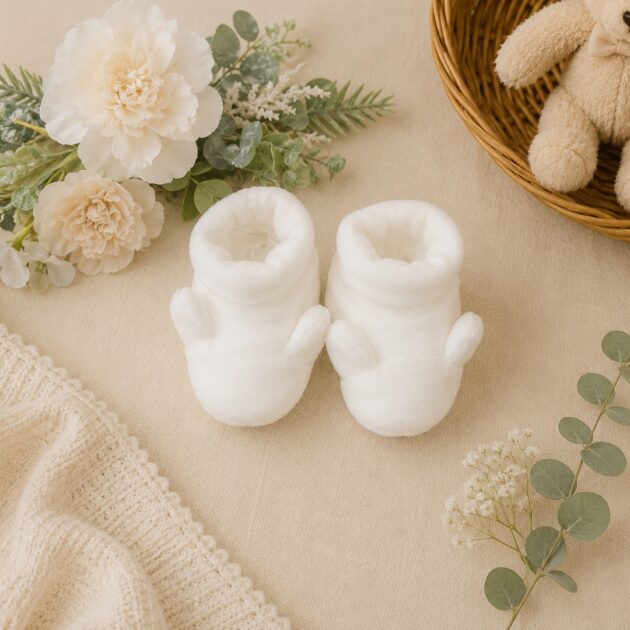 Babbucce neonato panna con orecchiette | C64880  | AI | CCD