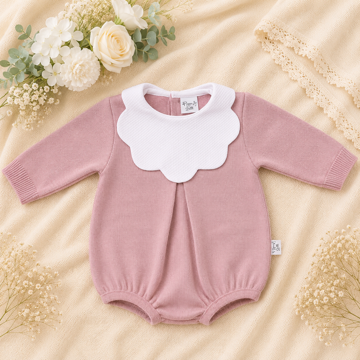 Pagliaccetto neonata rosa cipolla in maglia colletto nuvola | AI | AS02 | PL