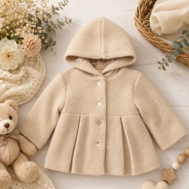 Cappottino Neonata Beige con Cappuccio – Eleganza e Dolcezza per l’Inverno | AI | 3H759 | MB