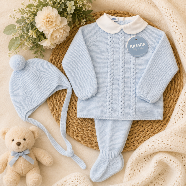Completo nascita neonato celeste trecce 2Pz | AI | 26553 | JL